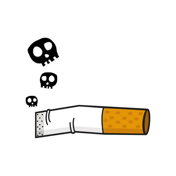 Burning Cigarette Butt Smok Flat — Vetor de Stock