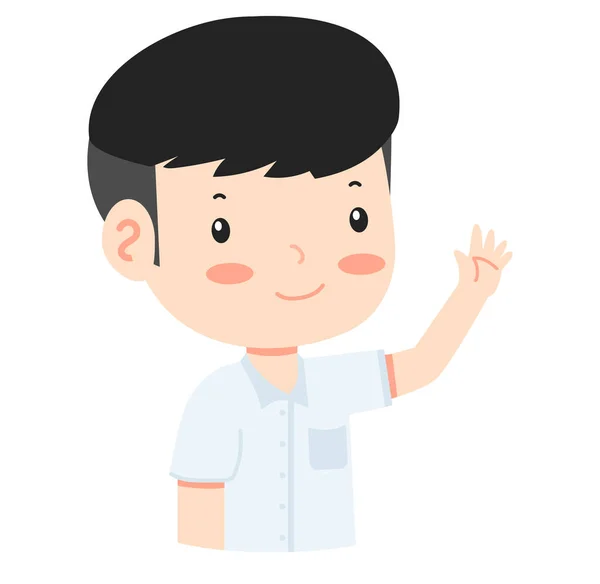 Student Boy Raising Hand Cartoon — Stock Vector