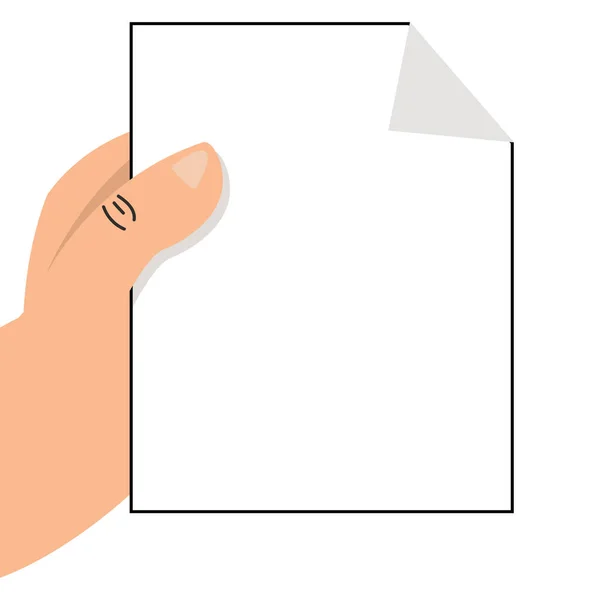 Рука Тримає Чистий Аркуш Паперового Знака — стоковий вектор