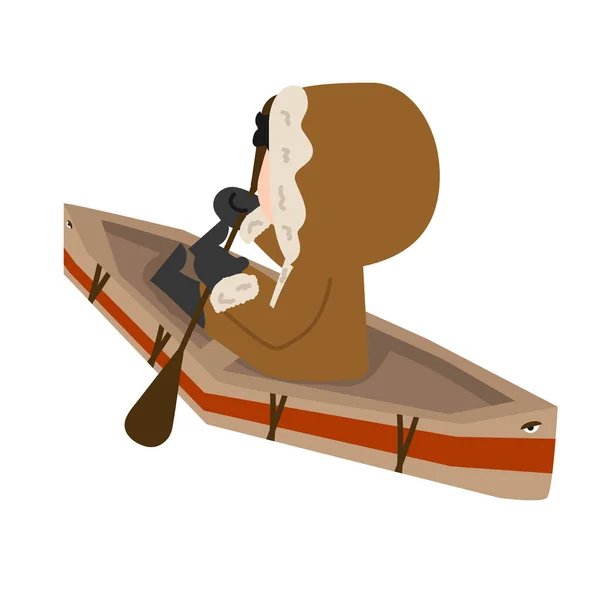 独木舟上的Eskimo — 图库矢量图片
