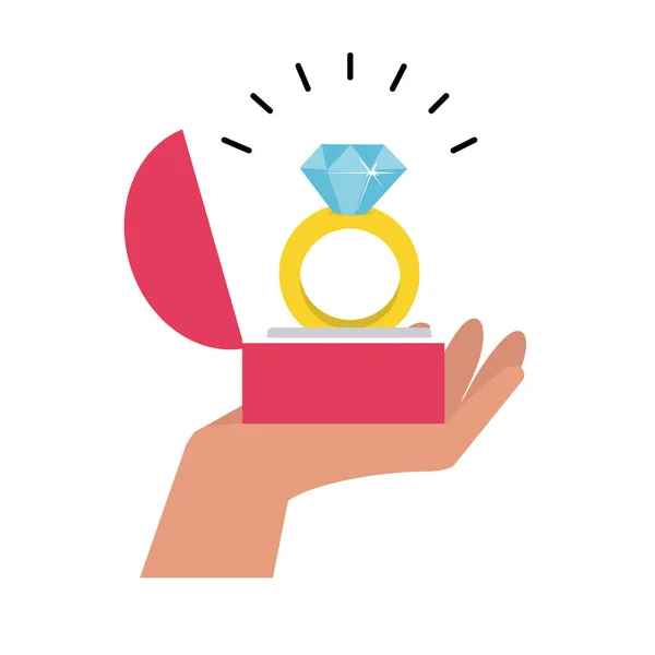 Χέρι Κρατώντας Ένα Δαχτυλίδι Διαμάντι Φαλτ — Διανυσματικό Αρχείο