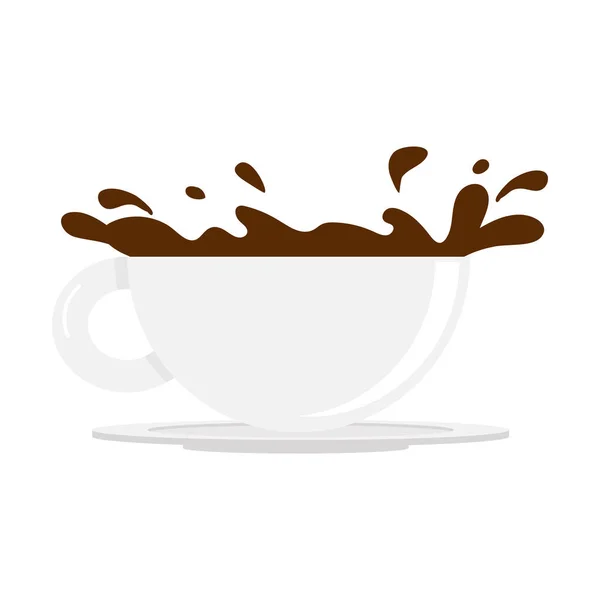 Rozpryskiwanie Kawy Wektor Filiżanki Białej Ceramiki — Wektor stockowy