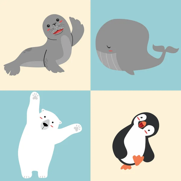 Mignon Jeu Dessin Animé Animal Arctique — Image vectorielle