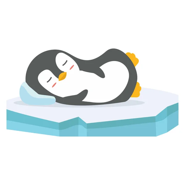 Lindo Pingüino Durmiendo Témpano Hielo — Archivo Imágenes Vectoriales