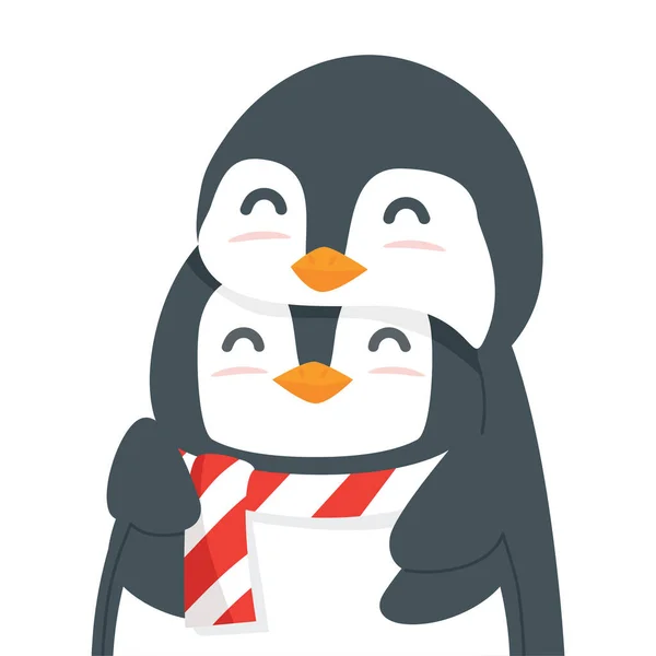 Nettes Pinguin Paar Umarmt Cartoon — Stockvektor