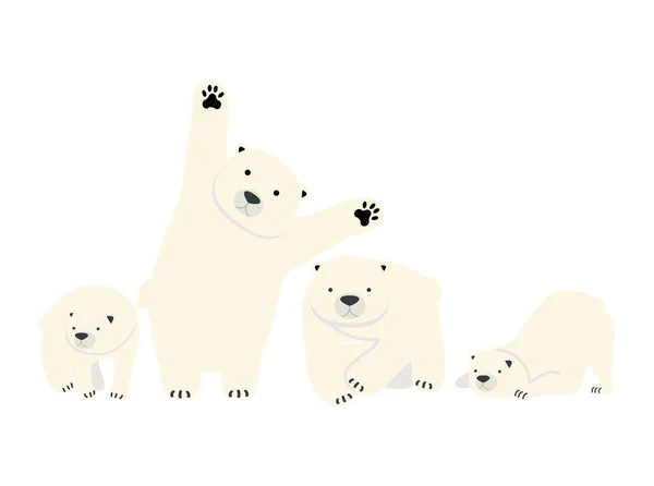 Сімейний Набір Милого Білого Ведмедя — стоковий вектор