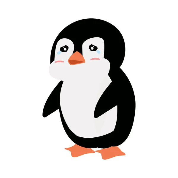 Pinguin Vogel Weint Cartoon Vektor — Stockvektor