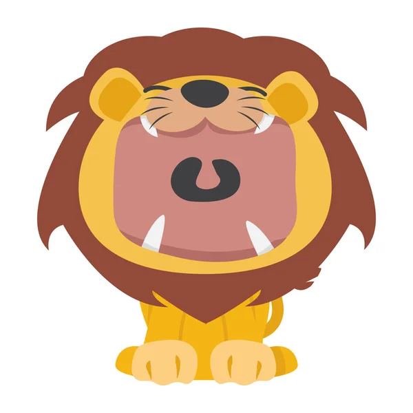 Χαριτωμένο Λιοντάρι Ανοιχτό Στόμα Βρυχηθμό — Διανυσματικό Αρχείο