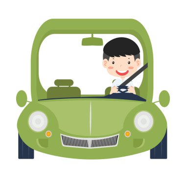 Man Riding Car Front Görünümü 