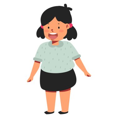 Mutlu çocuk kız çizgi film vektörü