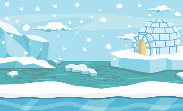 North Pole Landscape Icebergs Snow — Stock Vector