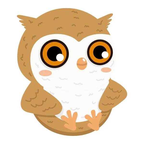 Cute Owl Character Cartoon Bird Doodle — Stock Vector