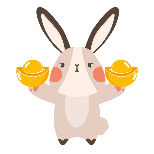 Lycklig Kanin Som Håller Guld — Stock vektor