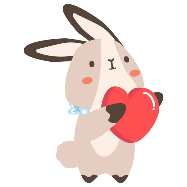 Cute White Bunny Heart Cartoon — Stock Vector
