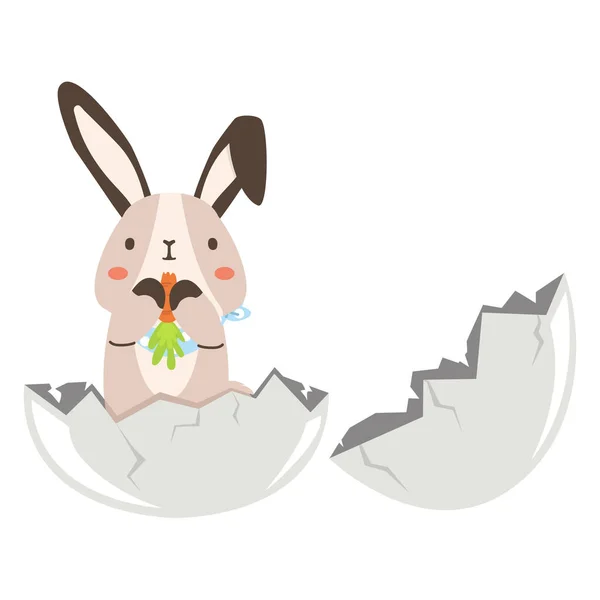 鸡蛋载体卡通片中的可爱兔子 — 图库矢量图片