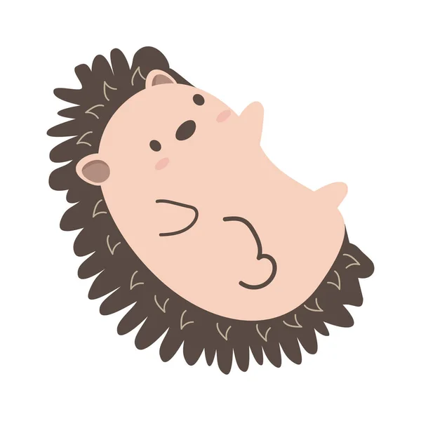 Divertente Marrone Hedgehog Mammifero Cartone Animato — Vettoriale Stock