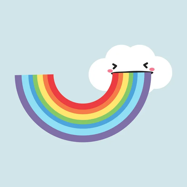 Rainbow Vomi Nuage Dessin Animé Plat — Image vectorielle