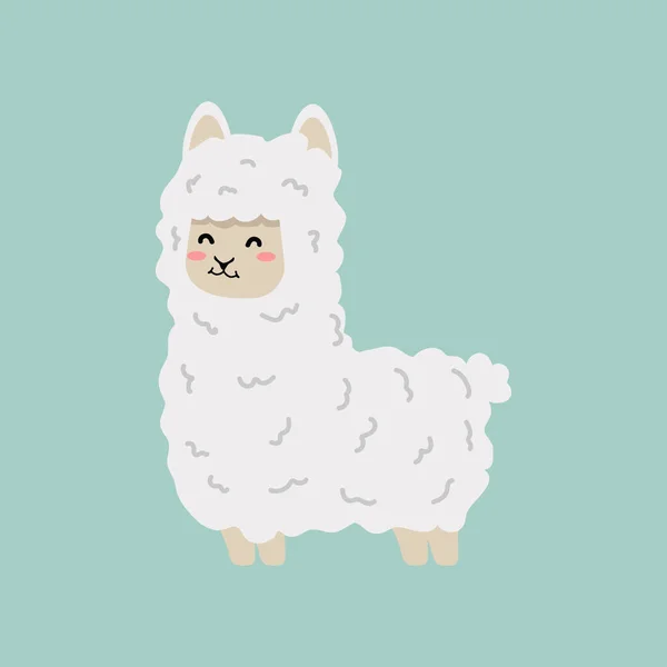 Llama Alpaca Пухнастий Плоский Мультфільм — стоковий вектор