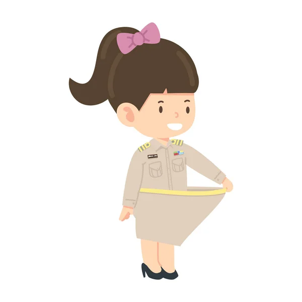 Thaï Enseignante Femme Montrant Perte Poids — Image vectorielle