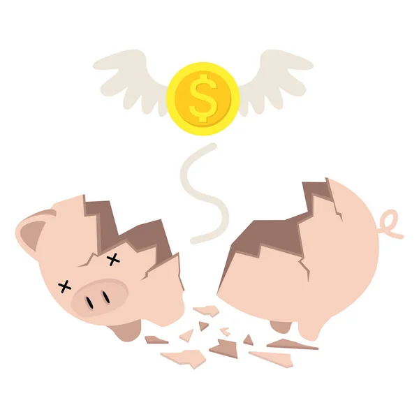 Broken Piggy Τράπεζα Αποταμίευσης Χρημάτων Έννοια Του Φορέα Ανάπτυξης — Διανυσματικό Αρχείο