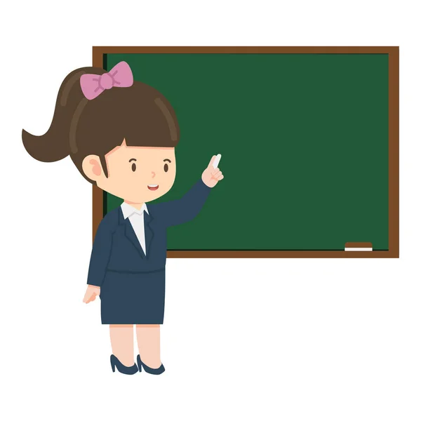 Nauczyciel Kobieta Nauczania Zielonej Tablicy — Wektor stockowy