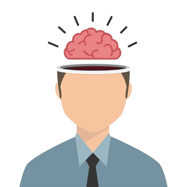 Businessman Open Head Brain — Stock Vector