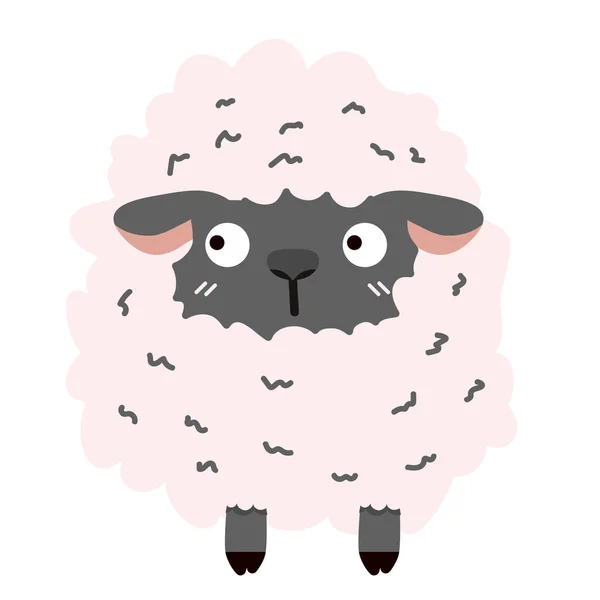 Cute Doodle Czarne Owce Płaskie — Wektor stockowy