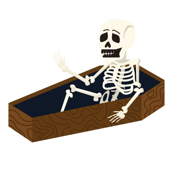 Squelette Réveiller Dans Cercueil Doodle — Image vectorielle