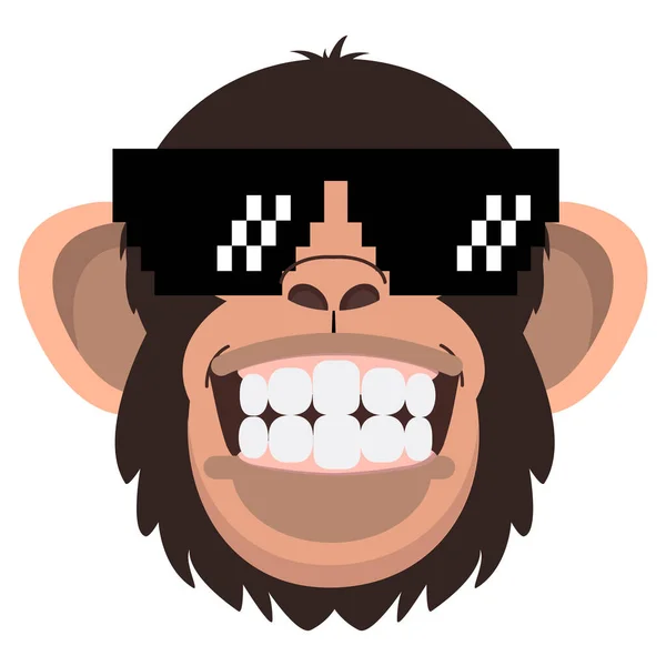 Cool Mono Usando Gafas Dibujos Animados — Vector de stock