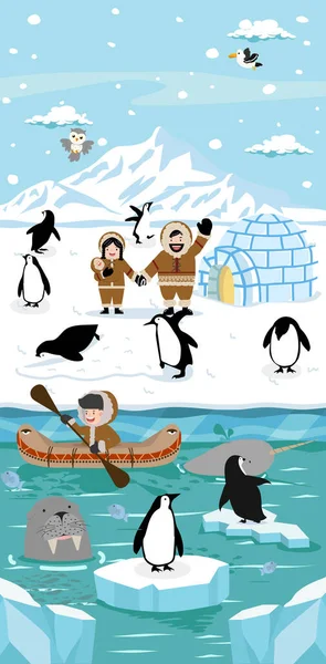 Natureza Dos Desenhos Animados Pólo Norte Fundo Ártico — Vetor de Stock