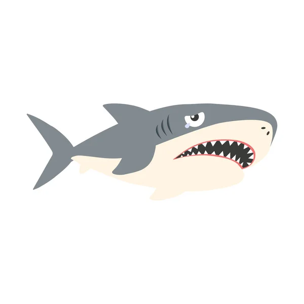 Mignon Petit Requin Bébé Malheureux — Image vectorielle