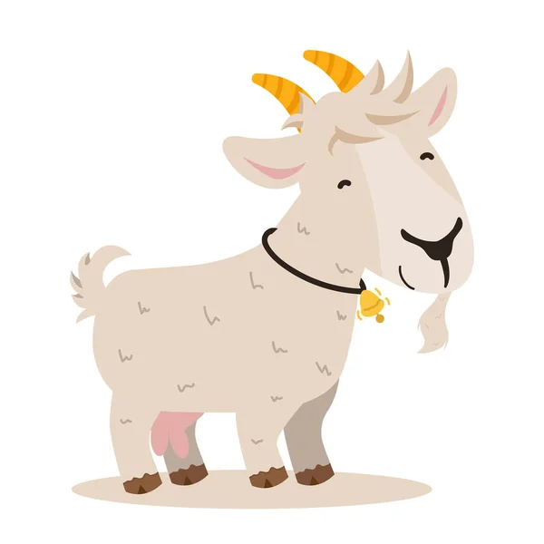 Cute Goat Cartoon Vector Flat — Stock Vector