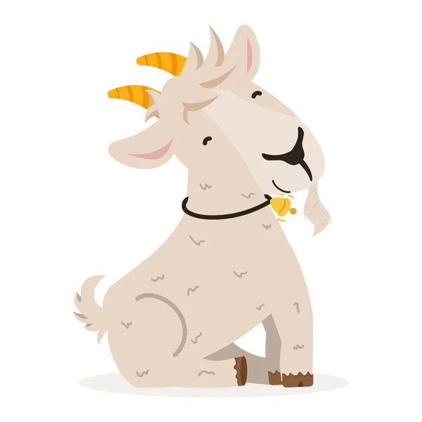 Cute Goat Sit Cartoon Vector — Stock Vector