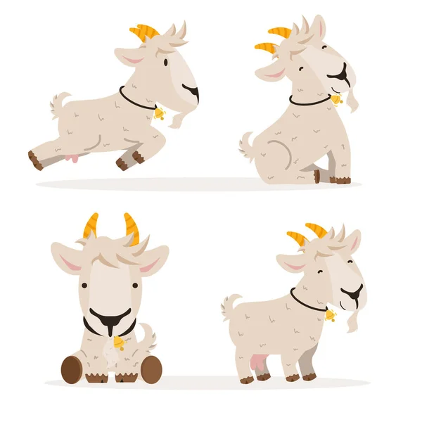 Cute Goat Cartoon Vector Set — Stock Vector