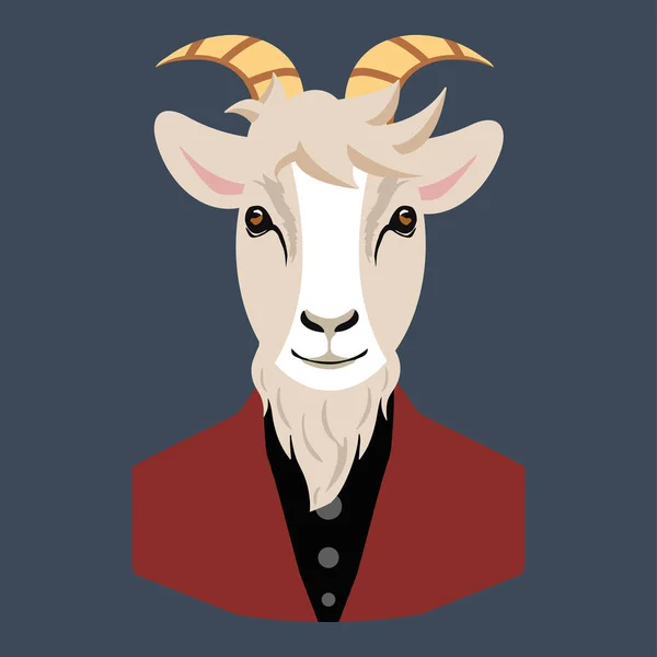 Cute Goat Head Businessman Cartoon — Stock Vector