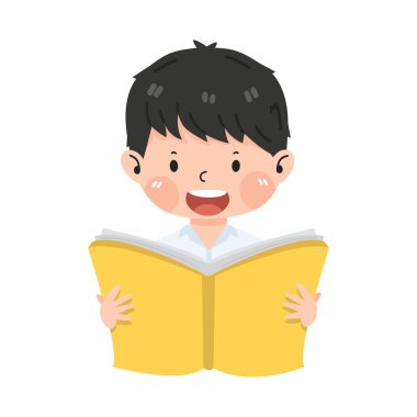 Kitap okuyan sevimli küçük çocuk öğrenciler.