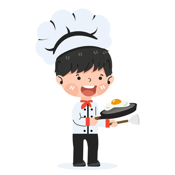 Rapaz Bonito Feliz Cozinheiro Chef — Vetor de Stock