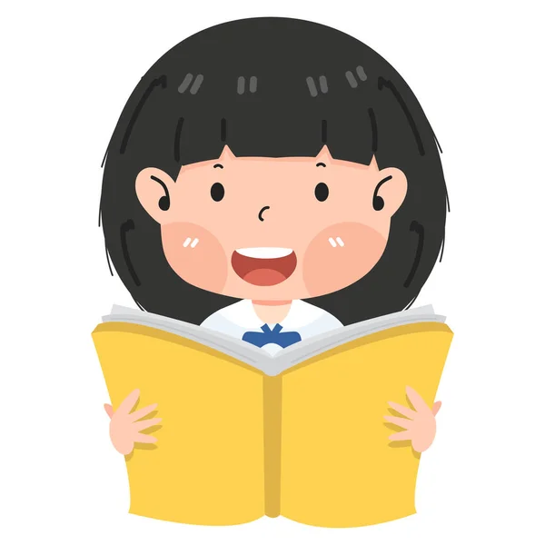 Γλυκό Κοριτσάκι Που Διαβάζει Ένα Βιβλίο — Διανυσματικό Αρχείο