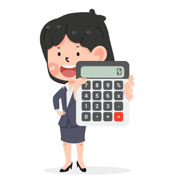 Słodkie Kobieta Przedsiębiorca Kalkulator — Wektor stockowy