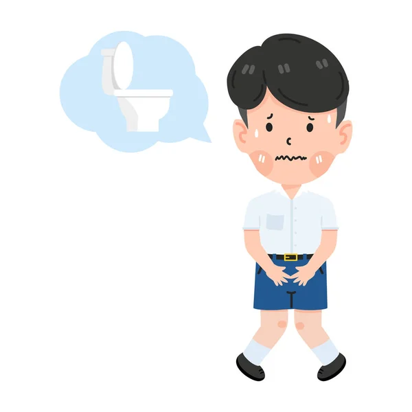 stock vector boy wants to go to the toilet