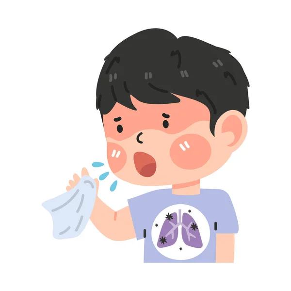 Miúdo Espirra Por Causa Gripe — Vetor de Stock