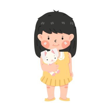 Tavşan Bebeği Tutan Sevimli Çocuk Kız