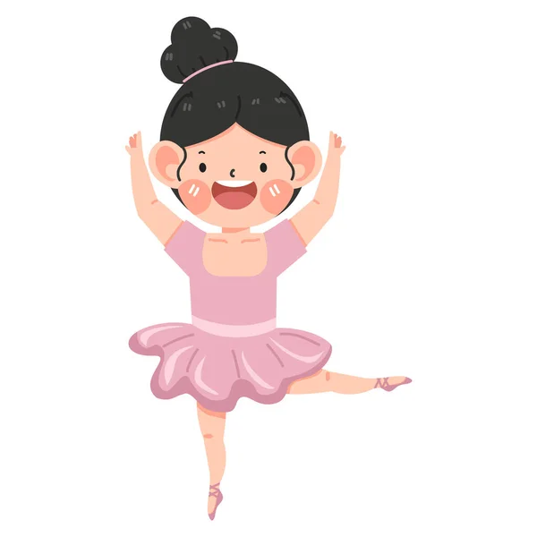 Linda Bailarina Bailando Vestido Rosa — Vector de stock