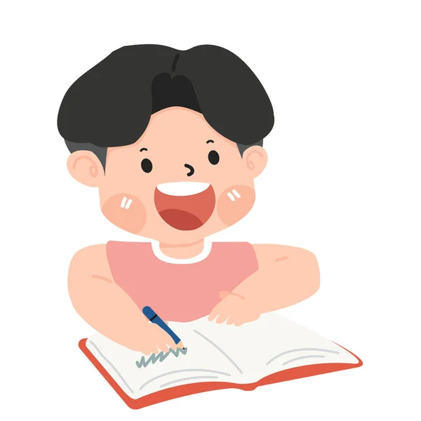 Παιδί Που Γράφει Ένα Βιβλίο — Διανυσματικό Αρχείο