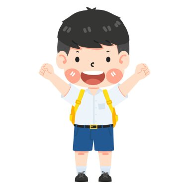 Okul çantalı tatlı çocuk.