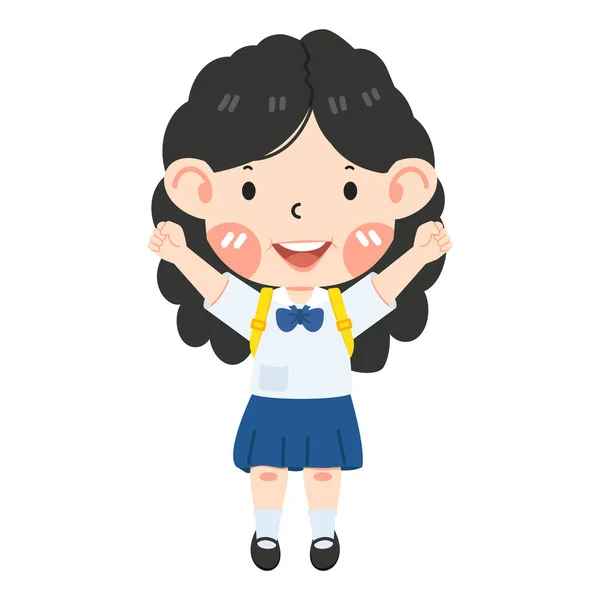 Cute Uczennica Dziewczyna Torbą Szkoły — Wektor stockowy