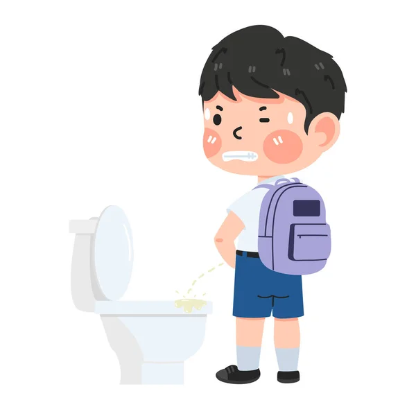 Cartoon Kid Močení Záchodě — Stockový vektor