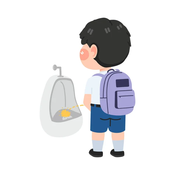 Kind Uriniert Auf Toilette — Stockvektor