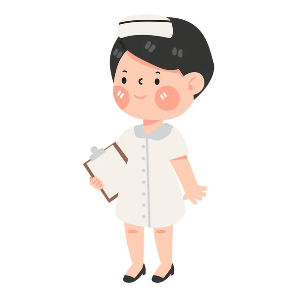 Caráter Bonito Dos Desenhos Animados Vector Enfermeira — Vetor de Stock