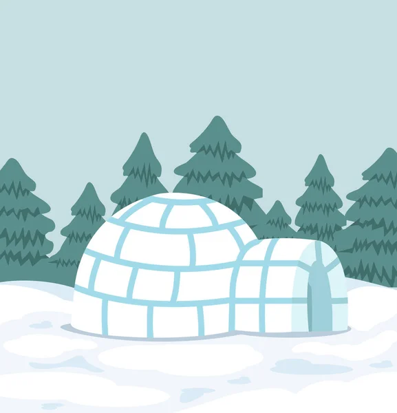 Sníh Iglú Dům Zimě — Stockový vektor